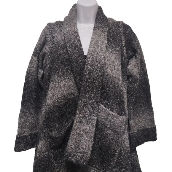 LIne Wool Blend Poncho Open Cardigan With Tassles Sweater Coat - Picture 2 of 10